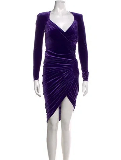 Pre-owned Alexandre Vauthier V-neck Midi Length Dress In Purple
