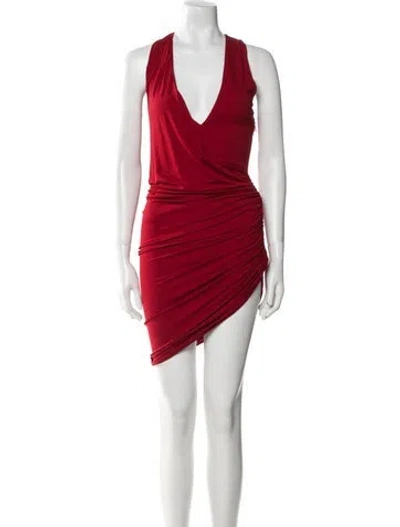 Pre-owned Alexandre Vauthier V-neck Midi Length Dress In Red