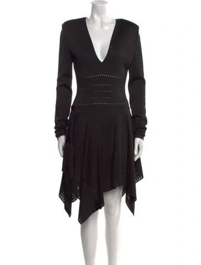 Pre-owned Alexandre Vauthier V-neck Midi Length Dress W/ Tags In Black