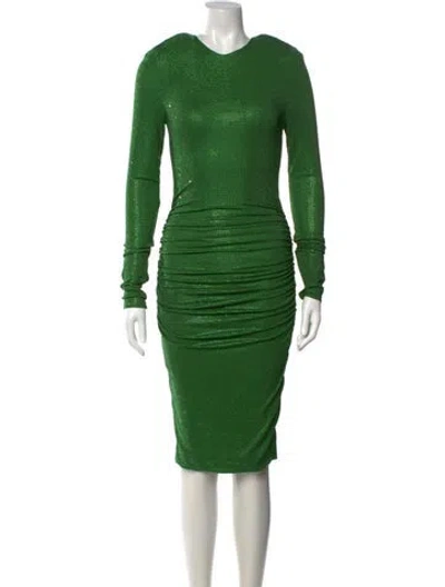 Pre-owned Alexandre Vauthier V-neck Midi Length Dress W/ Tags In Green/metallic