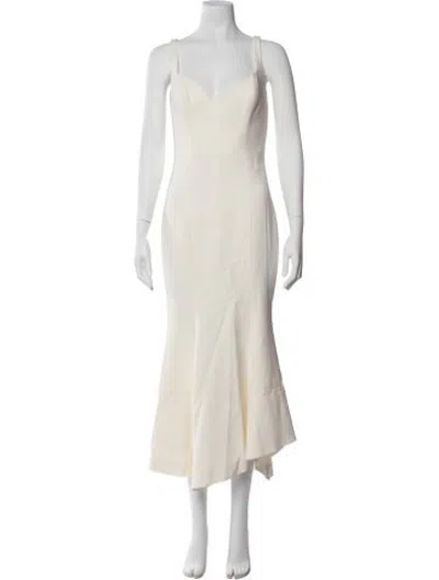 Pre-owned Alexandre Vauthier V-neck Midi Length Dress W/ Tags In Neutrals