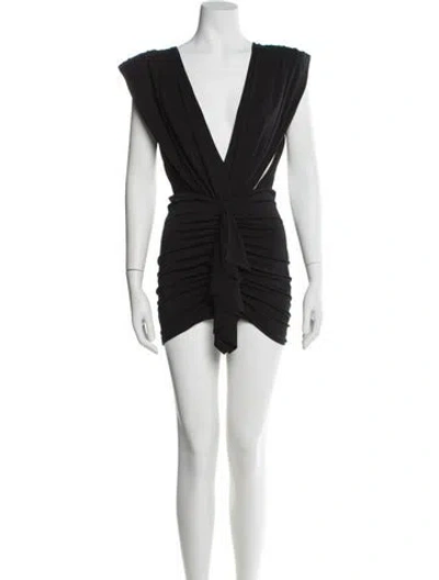 Pre-owned Alexandre Vauthier V-neck Mini Dress In Black