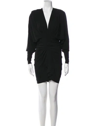 Pre-owned Alexandre Vauthier V-neck Mini Dress In Black