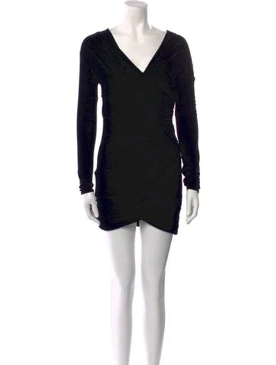 Pre-owned Alexandre Vauthier V-neck Mini Dress In Black