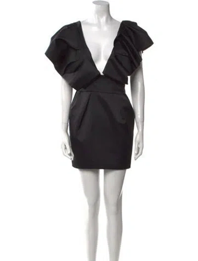 Pre-owned Alexandre Vauthier V-neck Mini Dress In Black