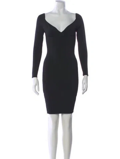 Pre-owned Alexandre Vauthier V-neck Mini Dress In Black
