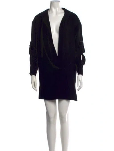 Pre-owned Alexandre Vauthier V-neck Mini Dress In Black