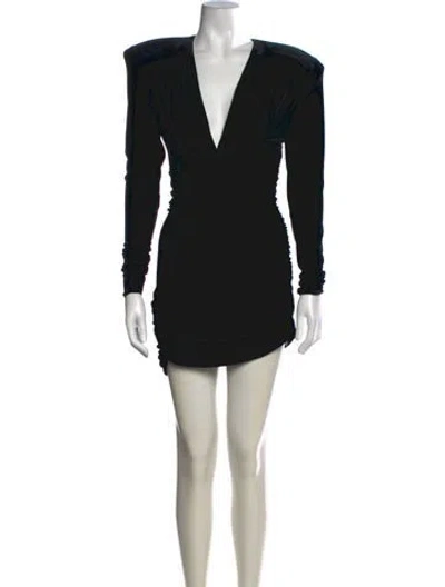 Pre-owned Alexandre Vauthier V-neck Mini Dress In Black