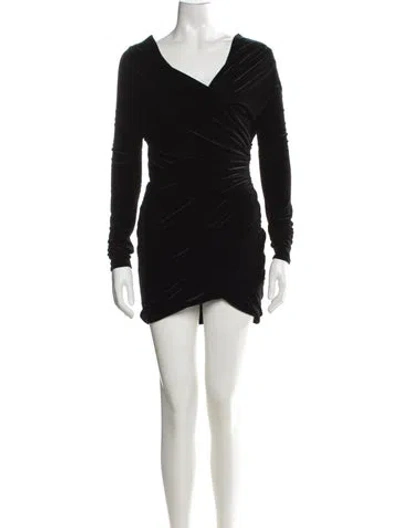 Pre-owned Alexandre Vauthier V-neck Mini Dress In Black