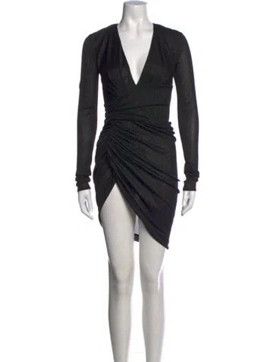 Pre-owned Alexandre Vauthier V-neck Mini Dress In Black/metallic