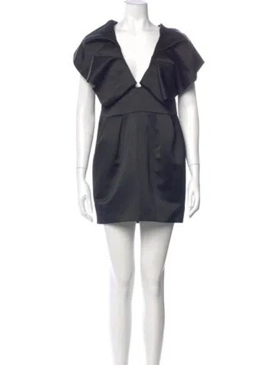 Pre-owned Alexandre Vauthier V-neck Mini Dress In Blue