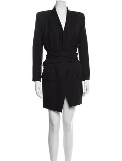 Pre-owned Alexandre Vauthier V-neck Mini Dress In Blue