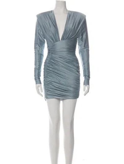 Pre-owned Alexandre Vauthier V-neck Mini Dress In Blue