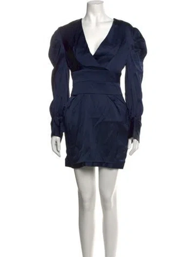 Pre-owned Alexandre Vauthier V-neck Mini Dress In Blue