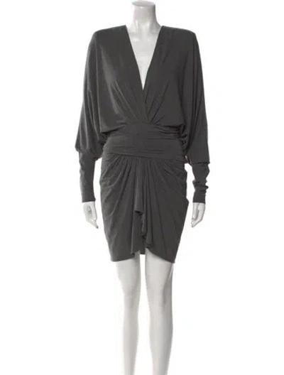 Pre-owned Alexandre Vauthier V-neck Mini Dress In Gray