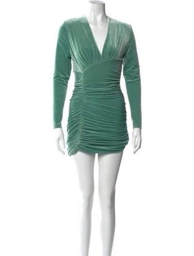 Pre-owned Alexandre Vauthier V-neck Mini Dress In Green