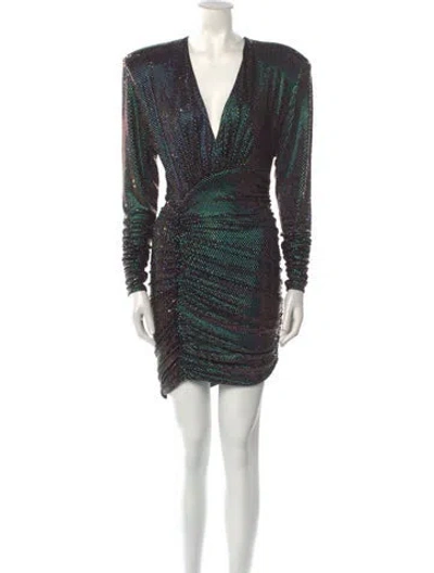 Pre-owned Alexandre Vauthier V-neck Mini Dress In Green