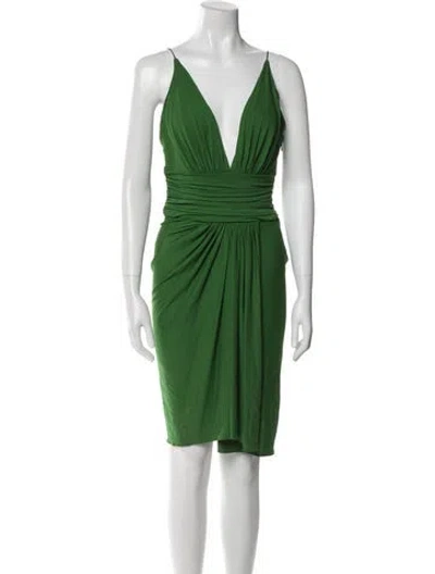 Pre-owned Alexandre Vauthier V-neck Mini Dress In Green