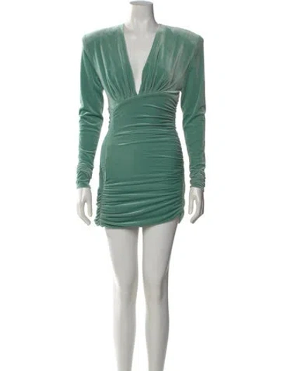 Pre-owned Alexandre Vauthier V-neck Mini Dress In Green