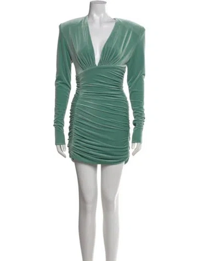 Pre-owned Alexandre Vauthier V-neck Mini Dress In Green