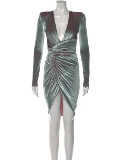 Pre-owned Alexandre Vauthier V-neck Mini Dress In Green