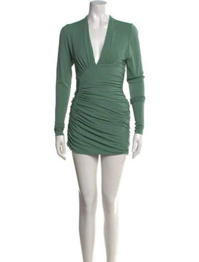 Pre-owned Alexandre Vauthier V-neck Mini Dress In Green