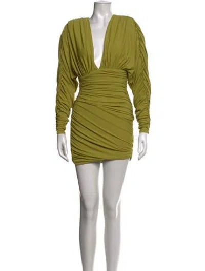 Pre-owned Alexandre Vauthier V-neck Mini Dress In Green