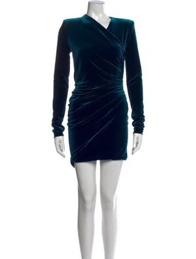 Pre-owned Alexandre Vauthier V-neck Mini Dress In Green