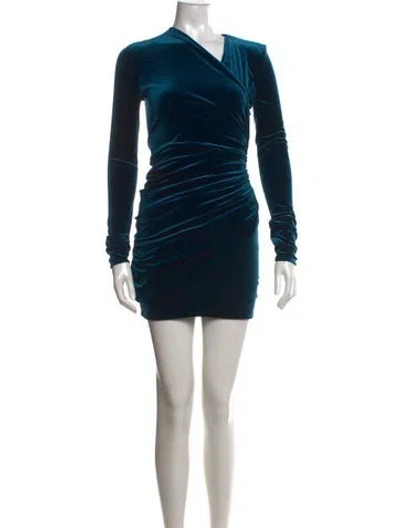Pre-owned Alexandre Vauthier V-neck Mini Dress In Green