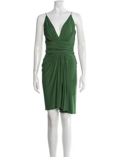 Pre-owned Alexandre Vauthier V-neck Mini Dress In Green