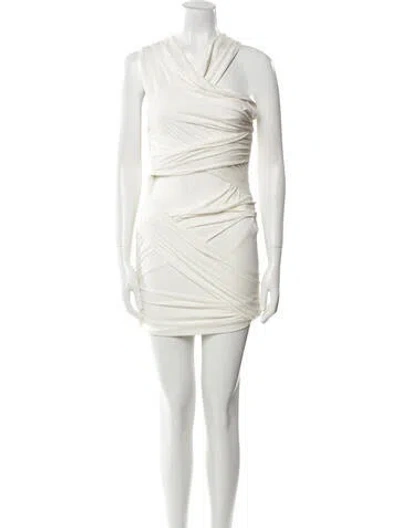 Pre-owned Alexandre Vauthier V-neck Mini Dress In Neutral