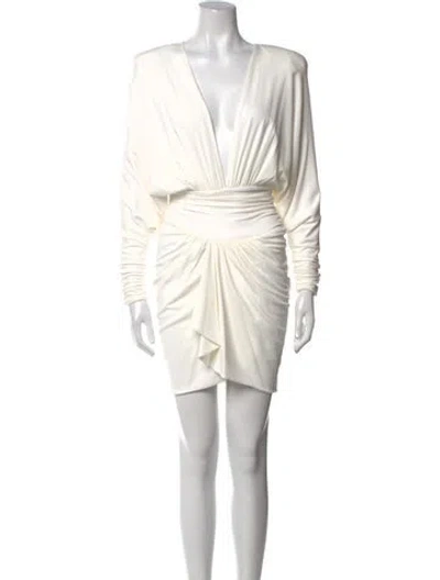 Pre-owned Alexandre Vauthier V-neck Mini Dress In Neutral