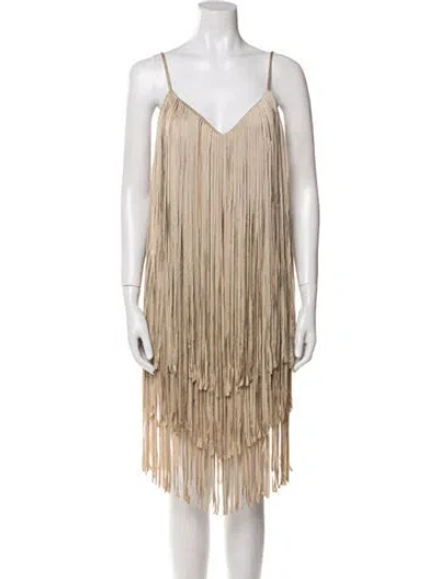 Pre-owned Alexandre Vauthier V-neck Mini Dress In Neutral