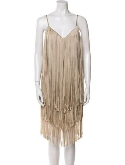 Pre-owned Alexandre Vauthier V-neck Mini Dress In Neutral