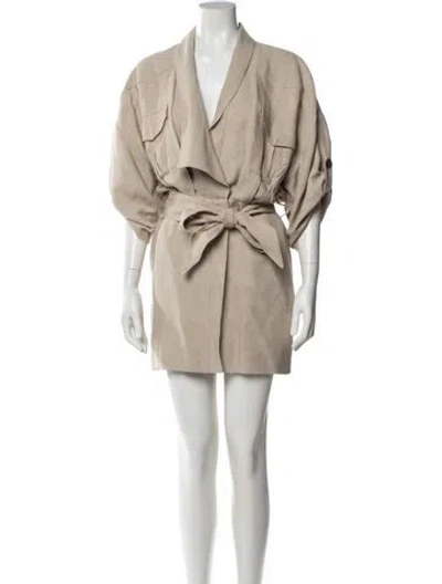 Pre-owned Alexandre Vauthier V-neck Mini Dress In Neutral