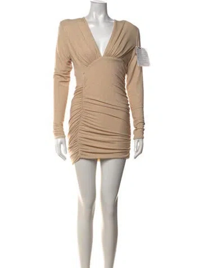 Pre-owned Alexandre Vauthier V-neck Mini Dress In Neutrals