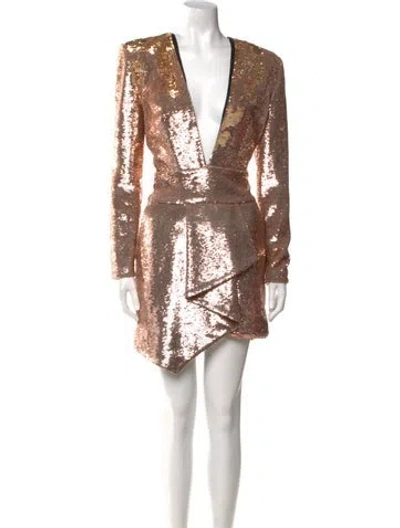 Pre-owned Alexandre Vauthier V-neck Mini Dress In Pink