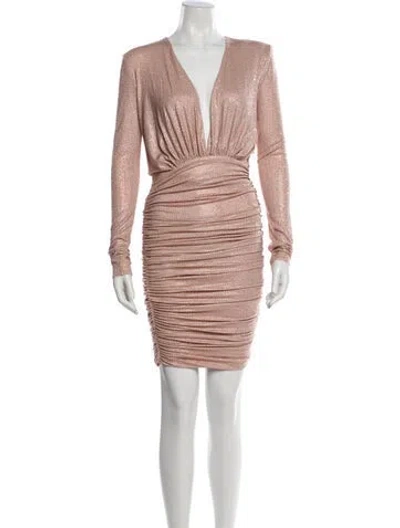 Pre-owned Alexandre Vauthier V-neck Mini Dress In Pink