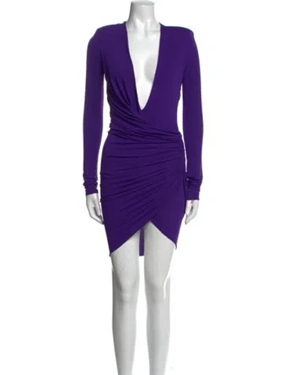 Pre-owned Alexandre Vauthier V-neck Mini Dress In Purple