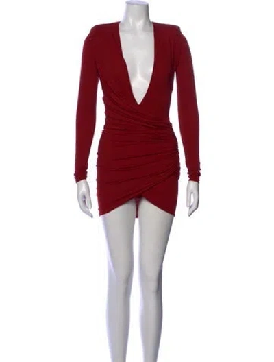 Pre-owned Alexandre Vauthier V-neck Mini Dress In Red