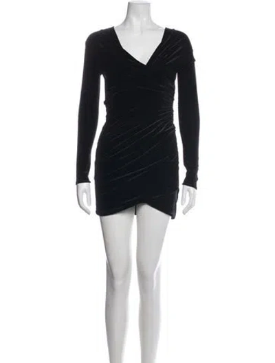 Pre-owned Alexandre Vauthier V-neck Mini Dress W/ Tags In Black