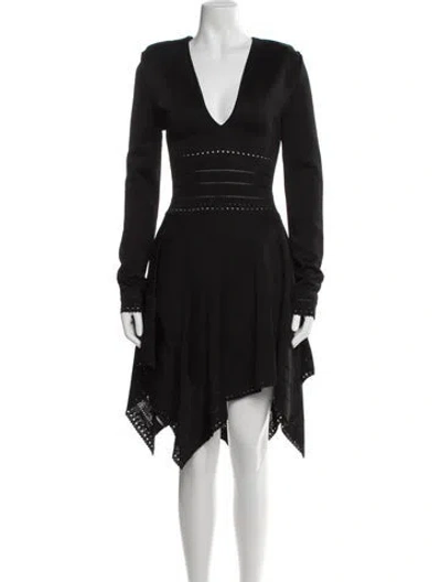 Pre-owned Alexandre Vauthier V-neck Mini Dress W/ Tags In Black