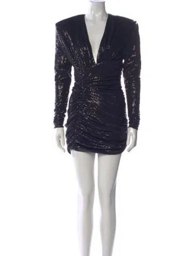 Pre-owned Alexandre Vauthier V-neck Mini Dress W/ Tags In Blue