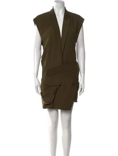 Pre-owned Alexandre Vauthier V-neck Mini Dress W/ Tags In Green