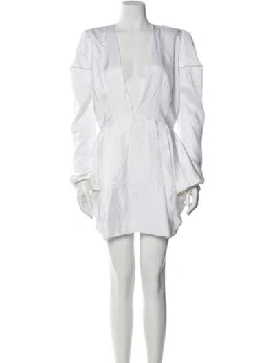 Pre-owned Alexandre Vauthier V-neck Mini Dress In White