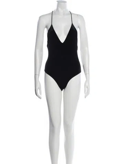 Pre-owned Alexandre Vauthier V-neck Sleeveless Bodysuit In Black