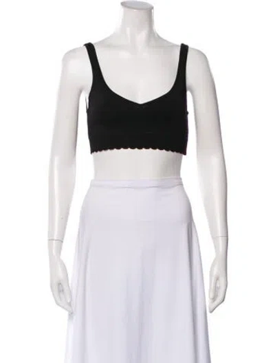 Pre-owned Alexandre Vauthier V-neck Sleeveless Crop Top In Black