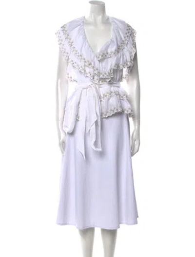 Pre-owned Alexandre Vauthier V-neck Three-quarter Sleeve Blouse In Neutral