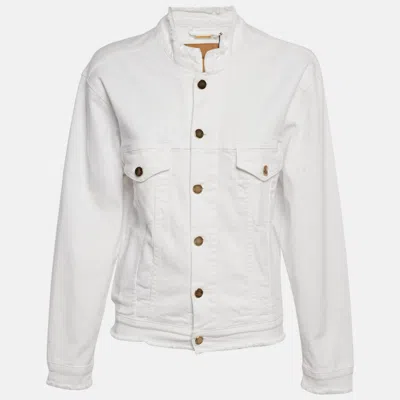 Pre-owned Alexandre Vauthier White Denim Frayed Detail Denim Jacket Xs