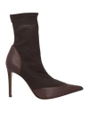 Alexandre Vauthier Woman Ankle Boots Dark Brown Size 8 Textile Fibers In Brown